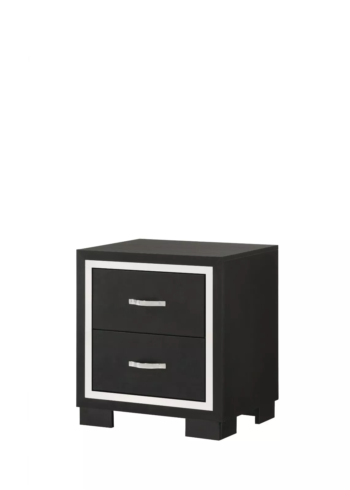 Black Finish Upholstered Queen Size Channel Tufting Panel Bed Nightstand 3pc Wooden Bedroom Set