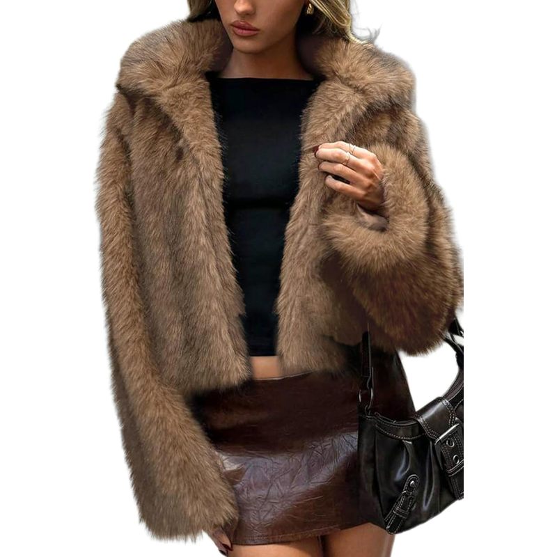 Women's Two-Tone Faux Fur Coat