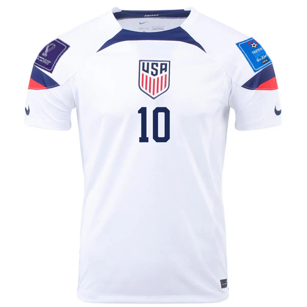 Nike United States Christian Pulisic Home Jersey 22/23 w/ World Cup 2022 Patches (White/Loyal Blue)