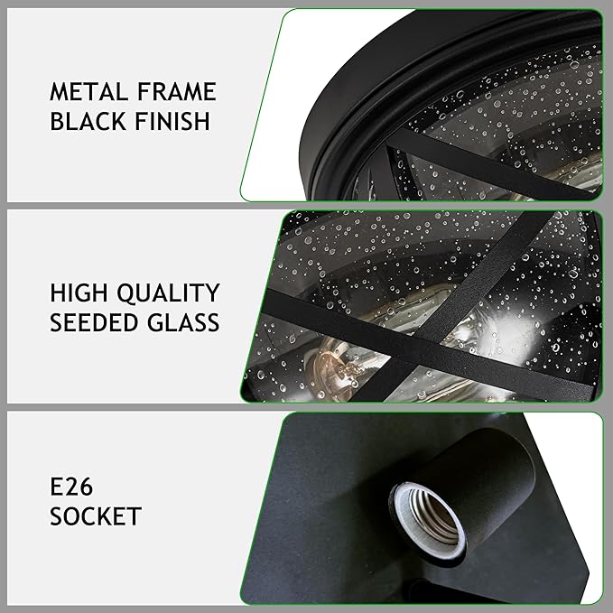 MELLOWWLITE Flush Mount Ceiling Light Fixture Black