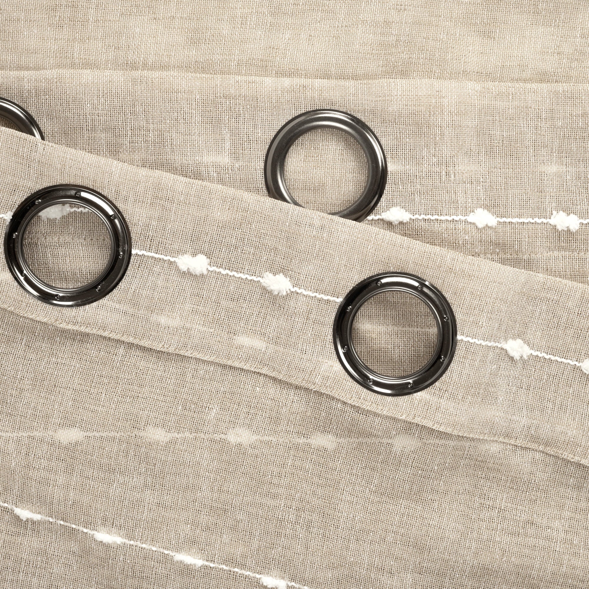 Lush Decor Farmhouse Textured Grommet Sheer Window Curtain Panels Neutral 38X63 Set