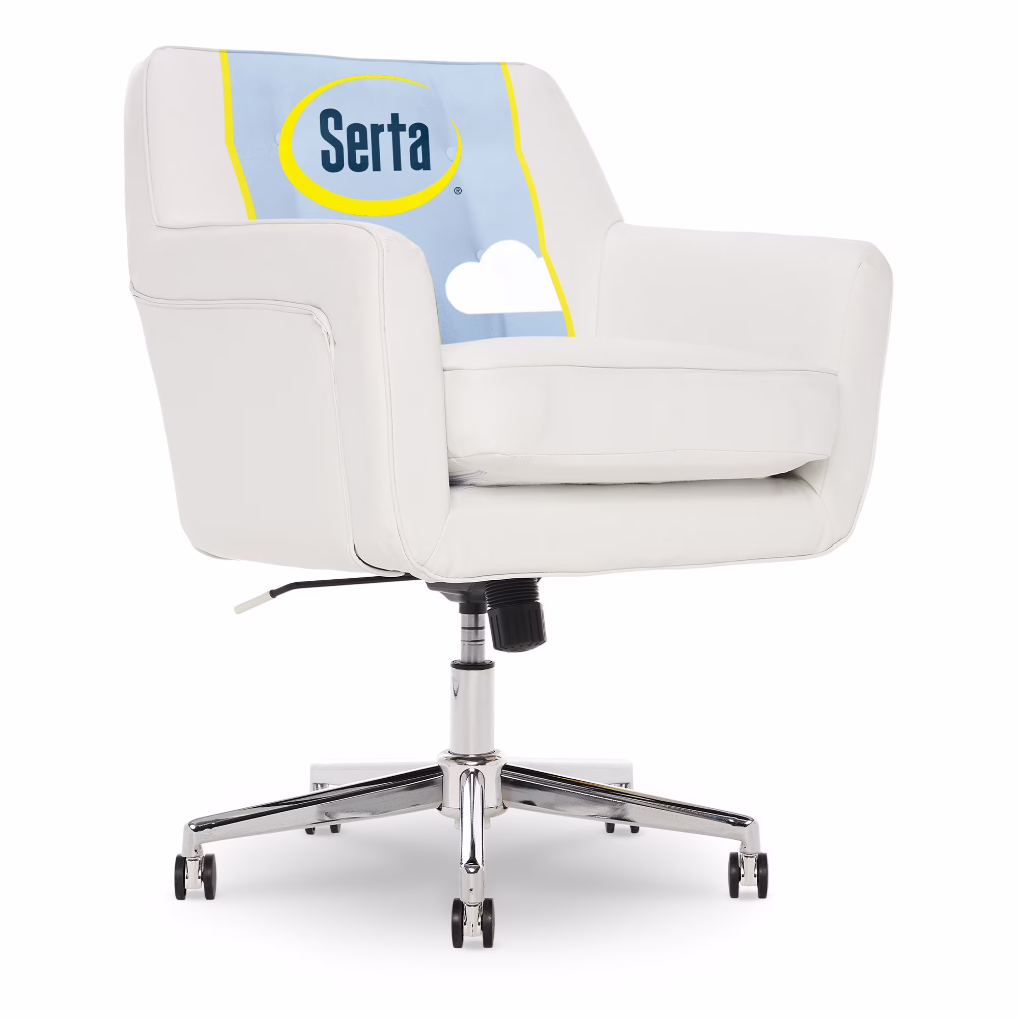 Serta Ashland Office Desk Chair, Button Tufted Mid-Back, Memory Foam Cushion, Chrome Swivel Base, Charcoal