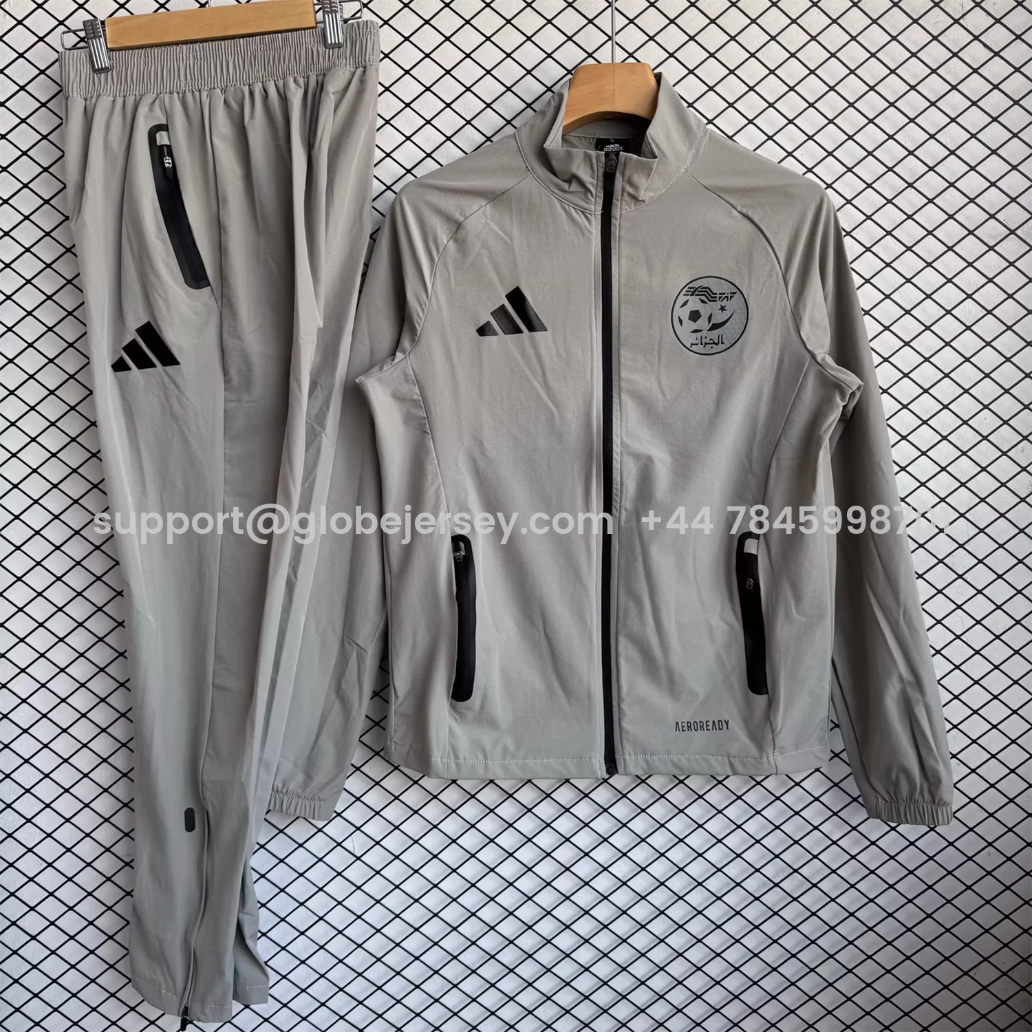 Algeria 25-26 Windbreaker Training Set - Grey Top and Pants