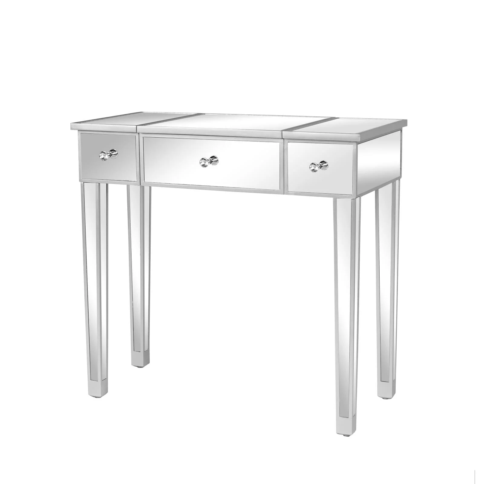 Zimtown Vanity Table Makeup Dressing Table Wood Jewelry Desk with Flip-top Mirror 3 drawers(Stool is NOt INCLUDED),Silver