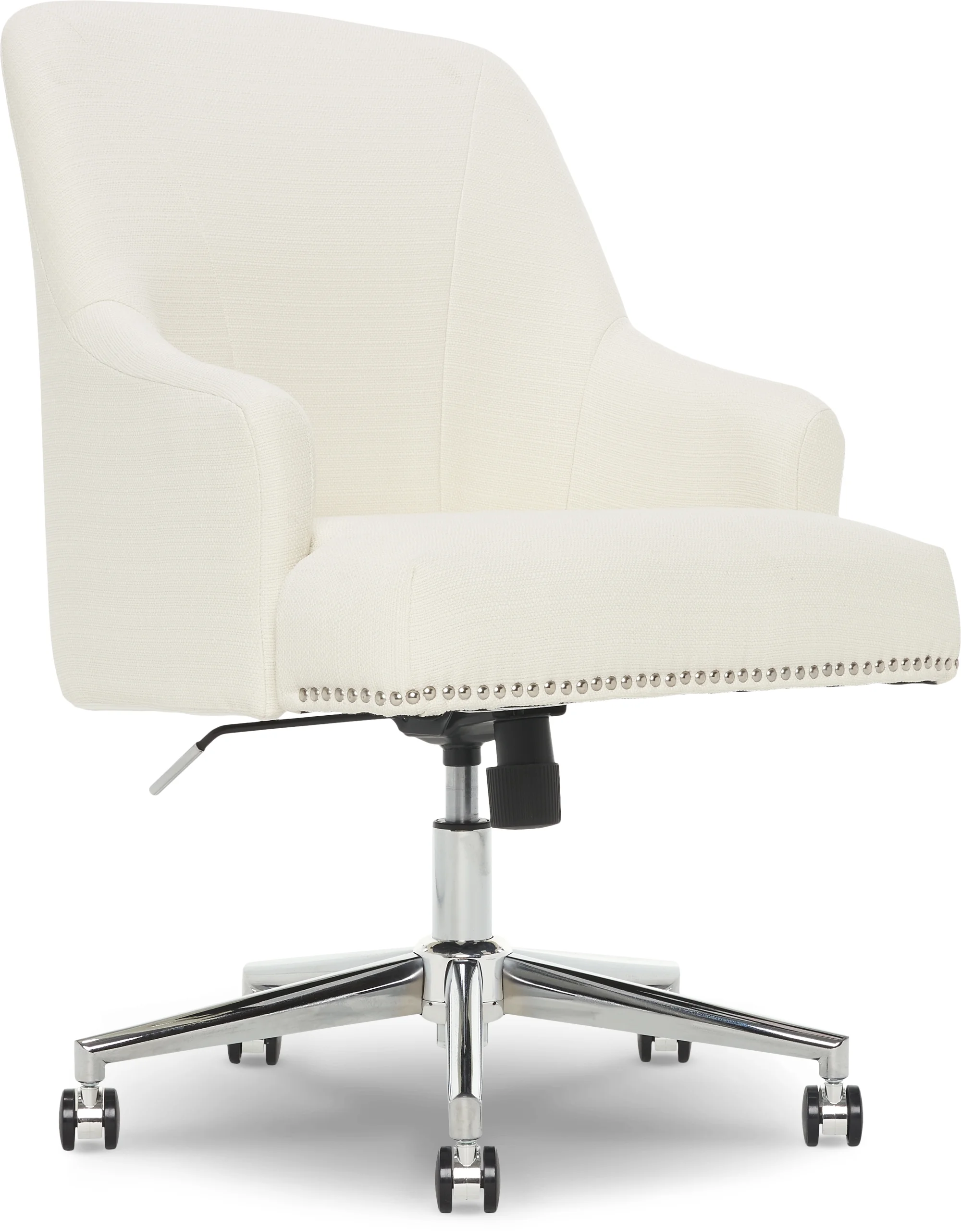 Serta Leighton Home Office Desk Chair Chrome Nailheads Twill Fabric Lilac Purple
