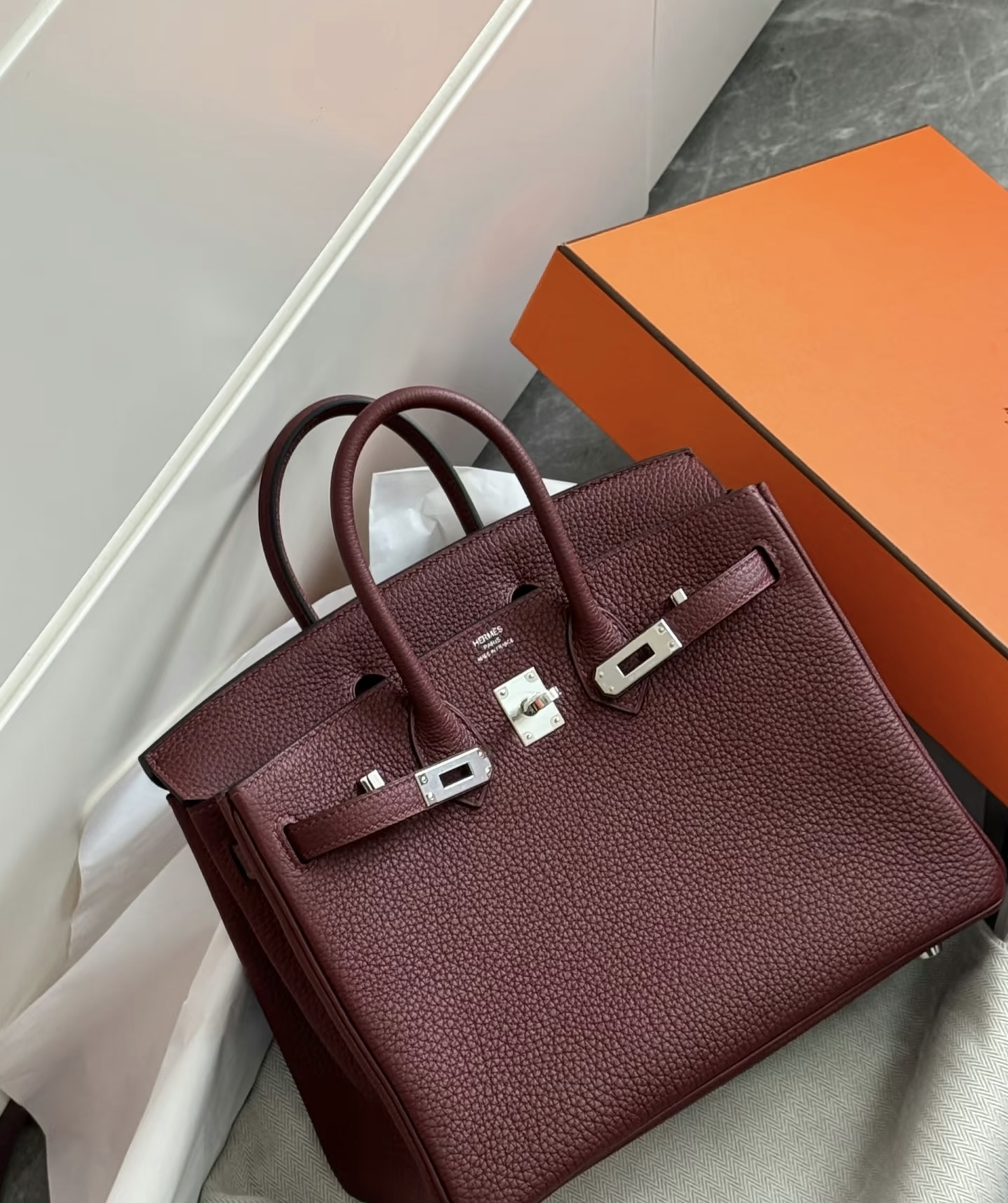 Hermès Birkin 25-35 Bordeaux Red TOGO Custom