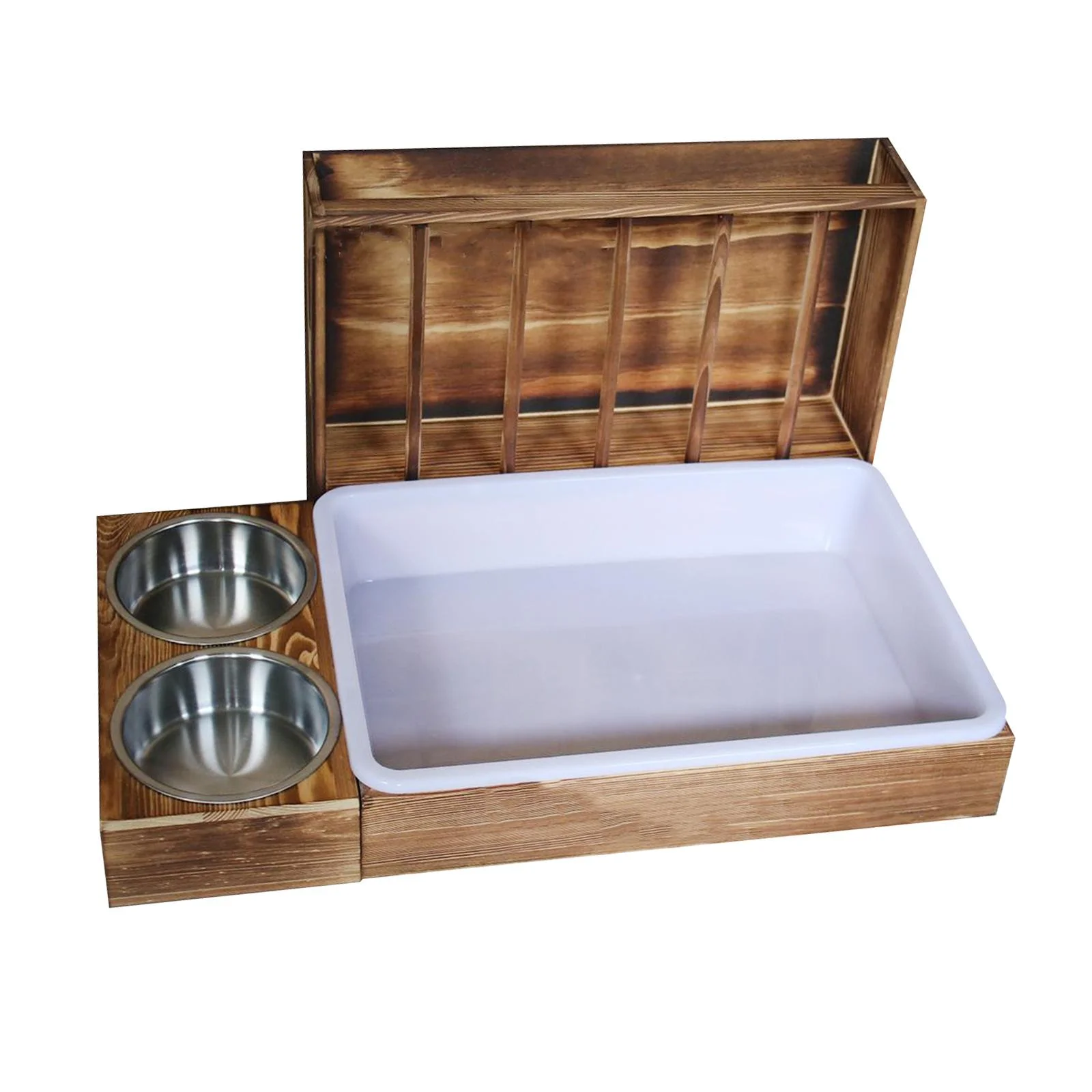oshhni Rabbit Hay Feeder with 2 Bowls and Litter Box Cage Accessories Hay Container