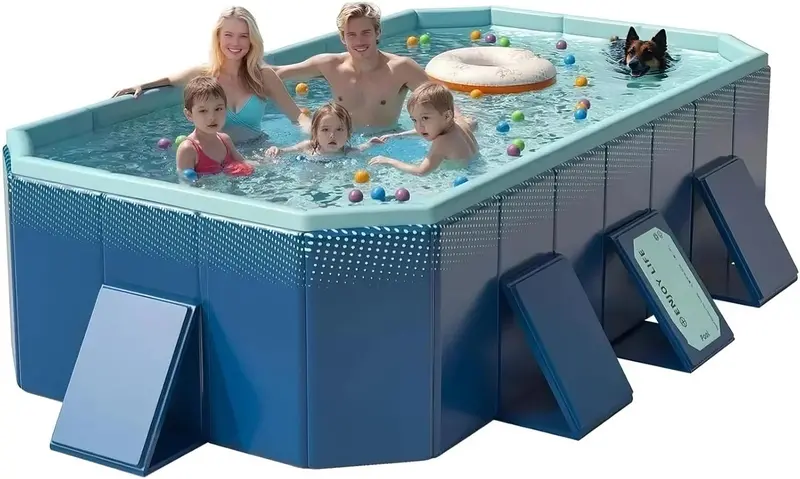 114″ Portable Foldable Above-Ground Family Swimming Pool – Durable PVC Backyard Pool
