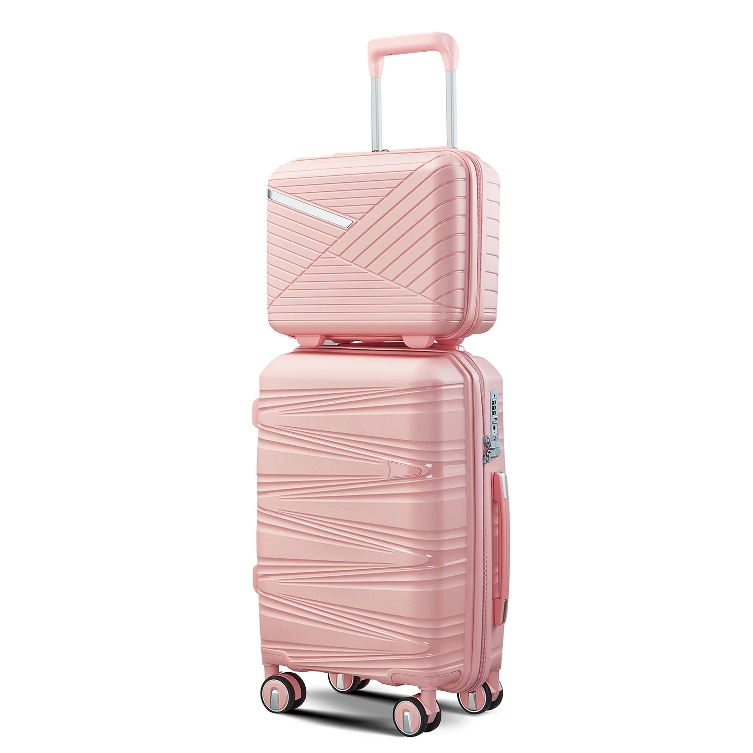 4 Piece Luggage Set Expandable Hardshell Travel Luggage Sets 8 Spinner Wheel Suitcase Wheels TSA Lock Suit Case, PP Lightweight & Durable wheels Upright Suitcase, 14/20/24/28 Inch