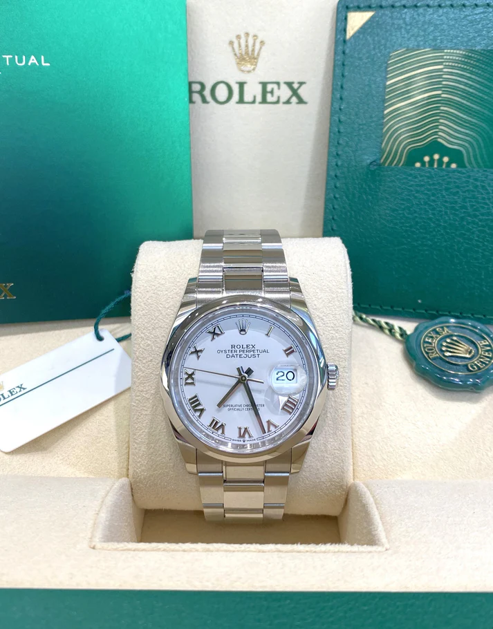 【Super Clone】RLX  Datejust 36mm 126200 Stainless Steel White Roman Dial Oyster