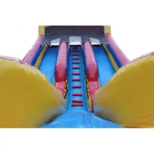 20-Foot Inflatable Dual-Lane Water Slide with Integrated Pool and Drying Zone