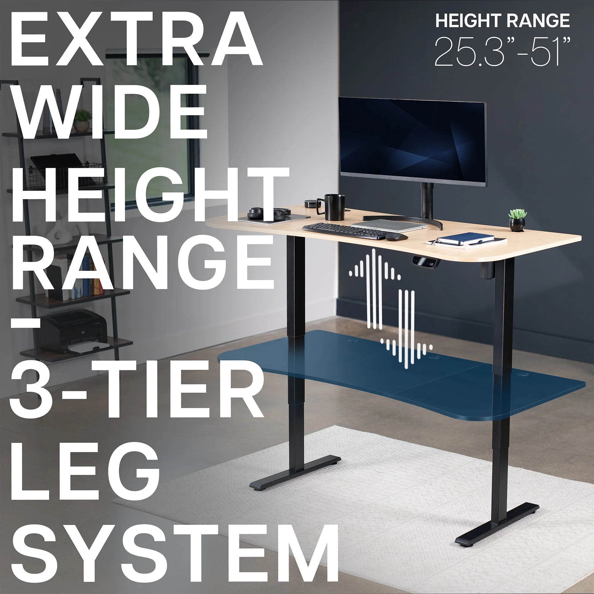 VIVO Reclaimed Wood / Black 63�?x 32�?Electric Height Adjustable Stand Up Desk