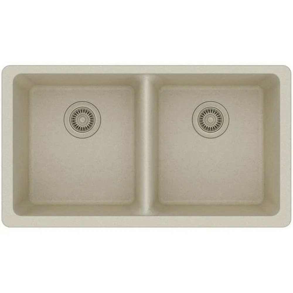 Elkay ELGU3322 White Granite Composite 33in Rectangle Double Bowl Undermount Sink