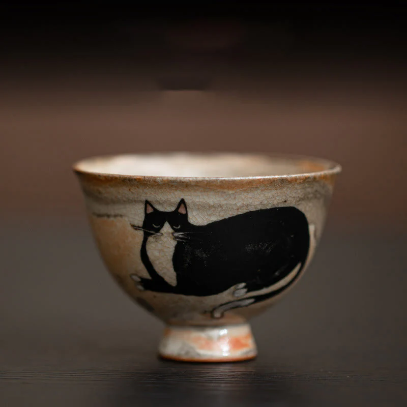Buddha Stones Small Cute Cat Teacup Kung Fu Tea Cup 60ml