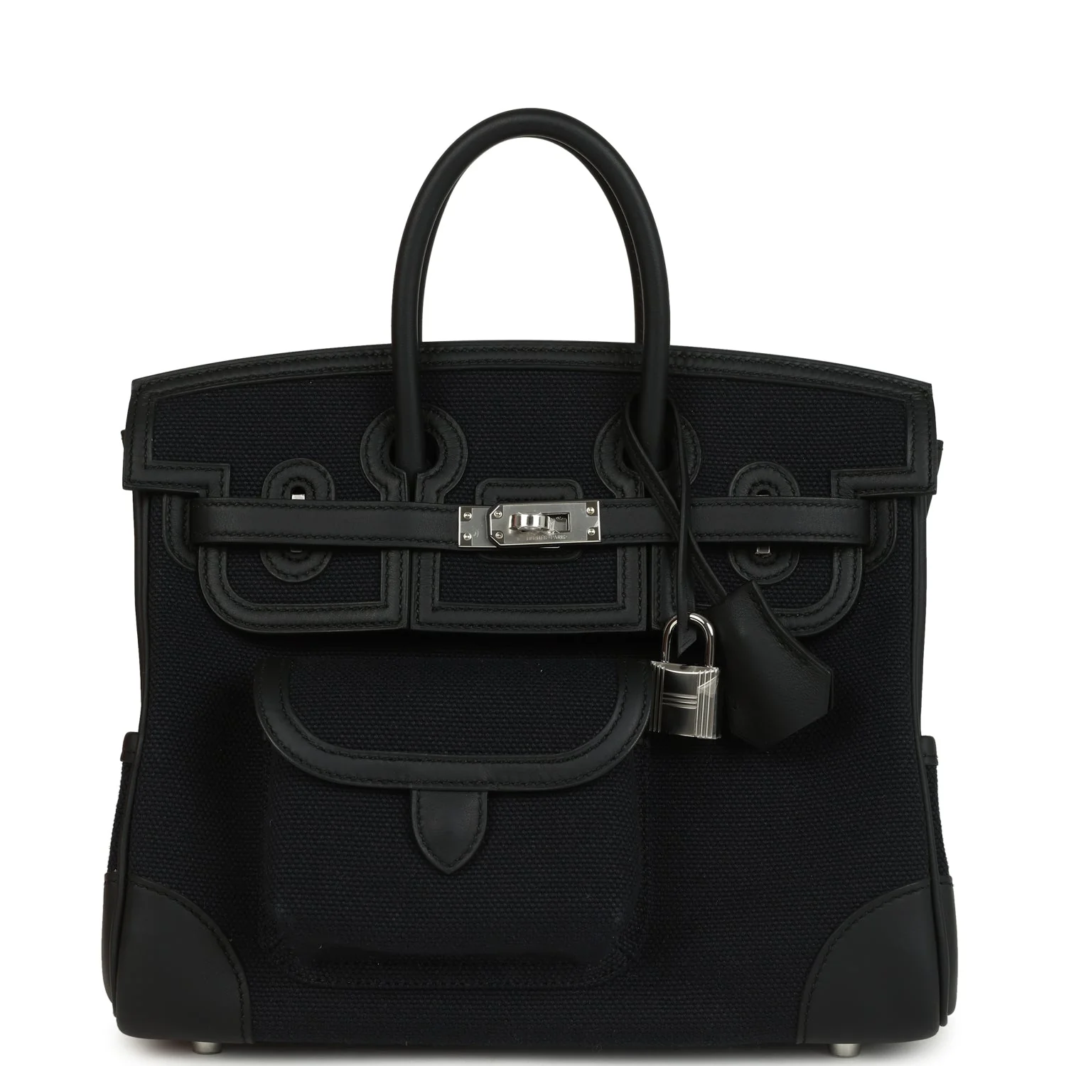 Hermes Birkin 25 Cargo Black Toile Goeland and Black Swift Palladium Hardware
