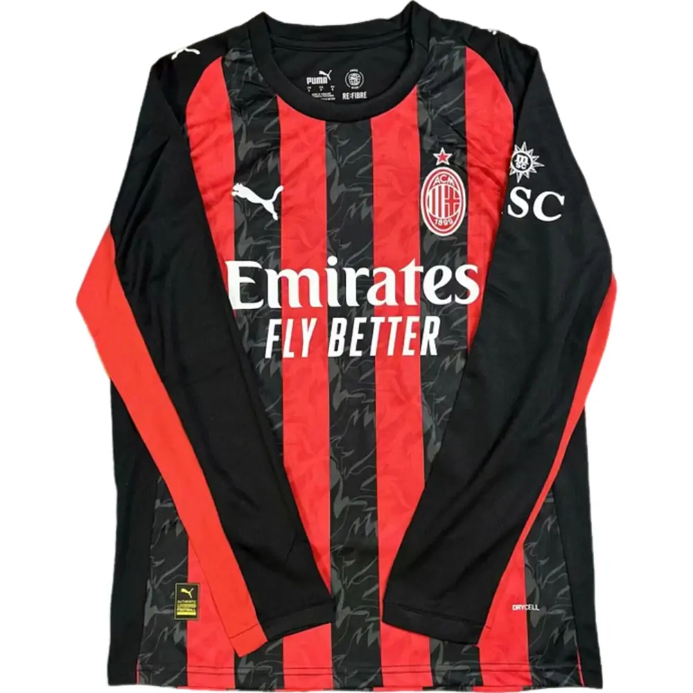 2025-26 AC Milan Home Long-Sleeve Jersey, 1:1 Thai Version Quality - Fans Edition
