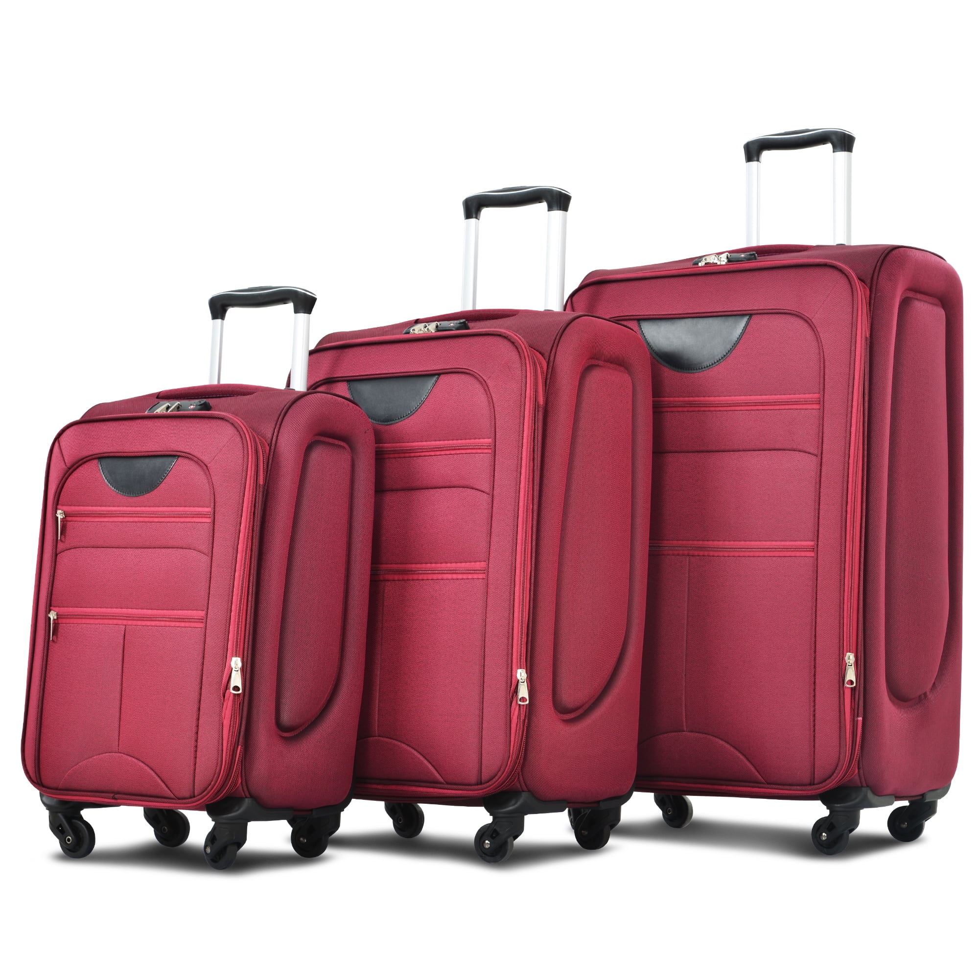 EUROCO 3 Piece Softside Luggage Set,Expandable Suitcase Set with TSA Lock and Spinner Wheels,Lightweight Suitcase for Men Women(20