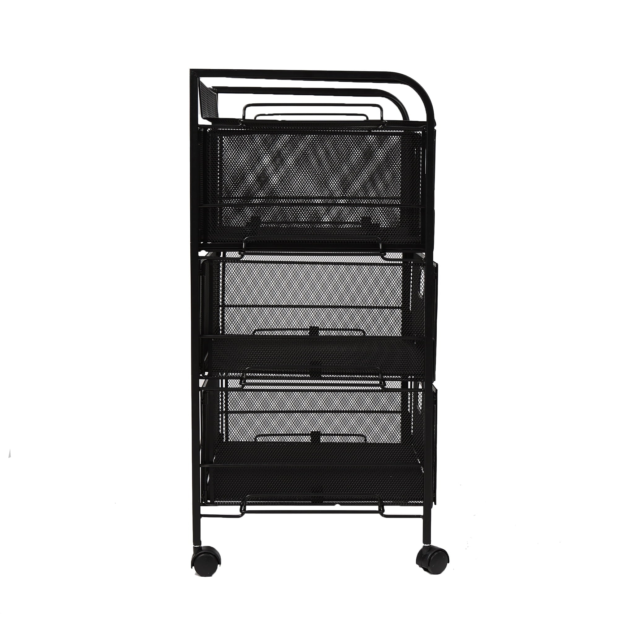 Mind Reader Mesh 4 Drawer Rolling Mesh Office Cart, Metal Storage Drawers, File Storage Cart, Utility Cart, Black
