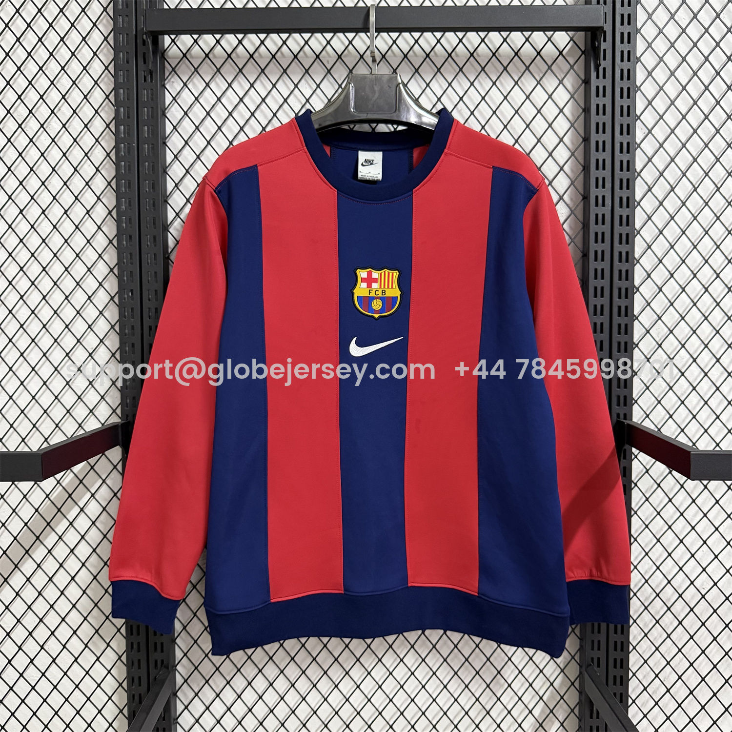 Barcelona 25-26 Red And Blue Unisex Pullover Hoodie