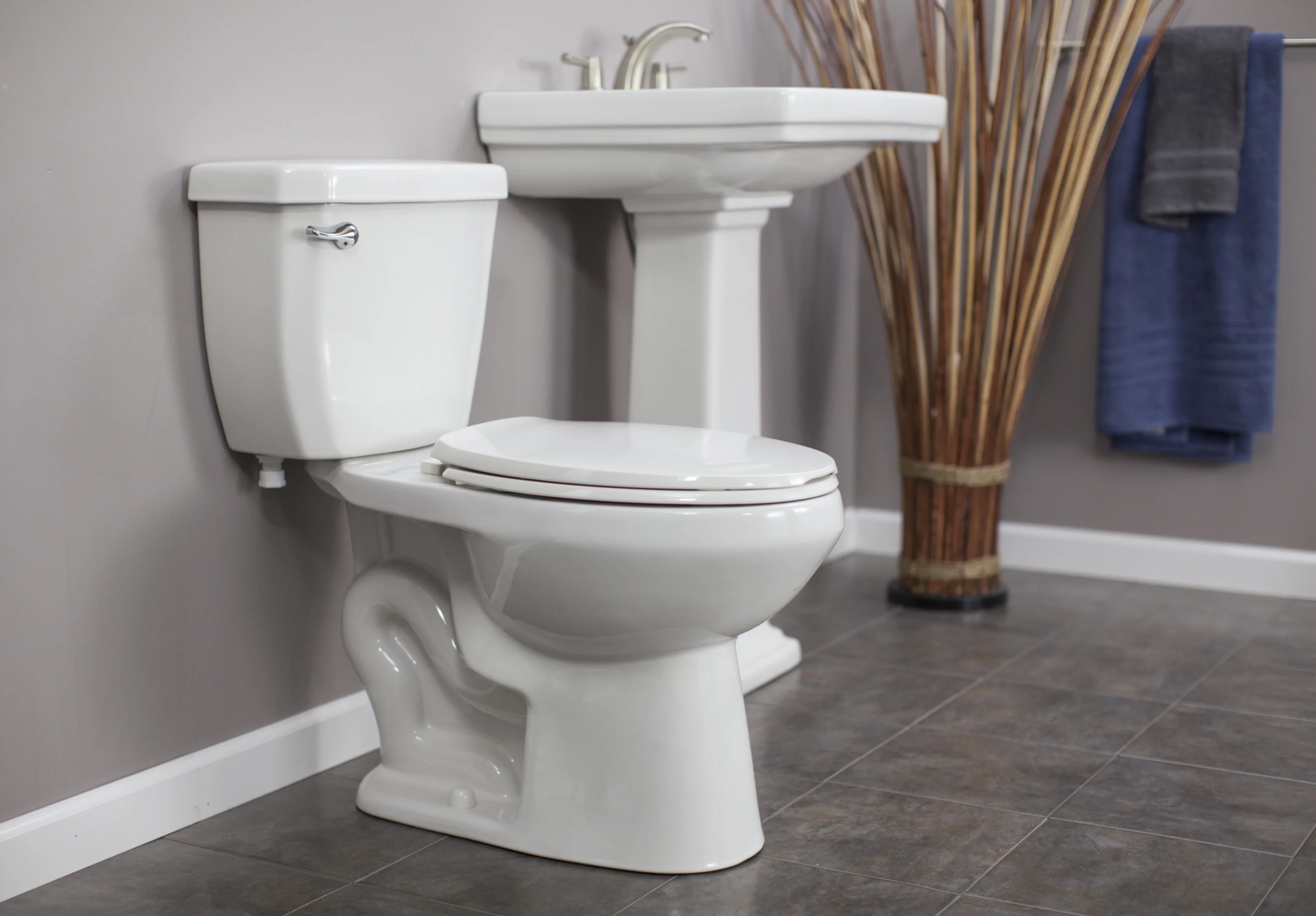 Miseno Two-Piece High Efficiency Toilet With Elongated Ada Height Bowl, Molded Seat, Trip Lever And Wax Ring (1.28 Gpf) White