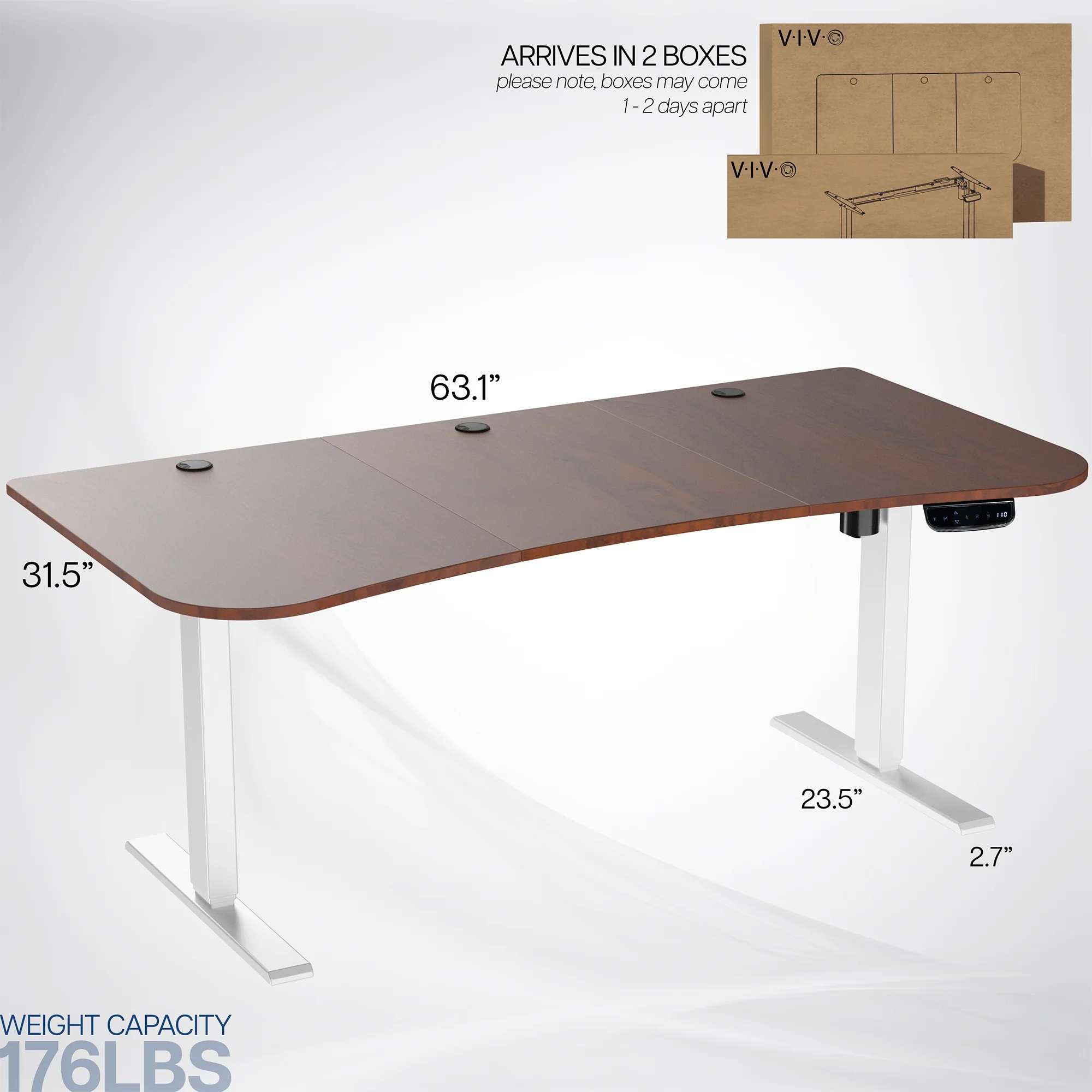 VIVO Reclaimed Wood / Black 63�?x 32�?Electric Height Adjustable Stand Up Desk