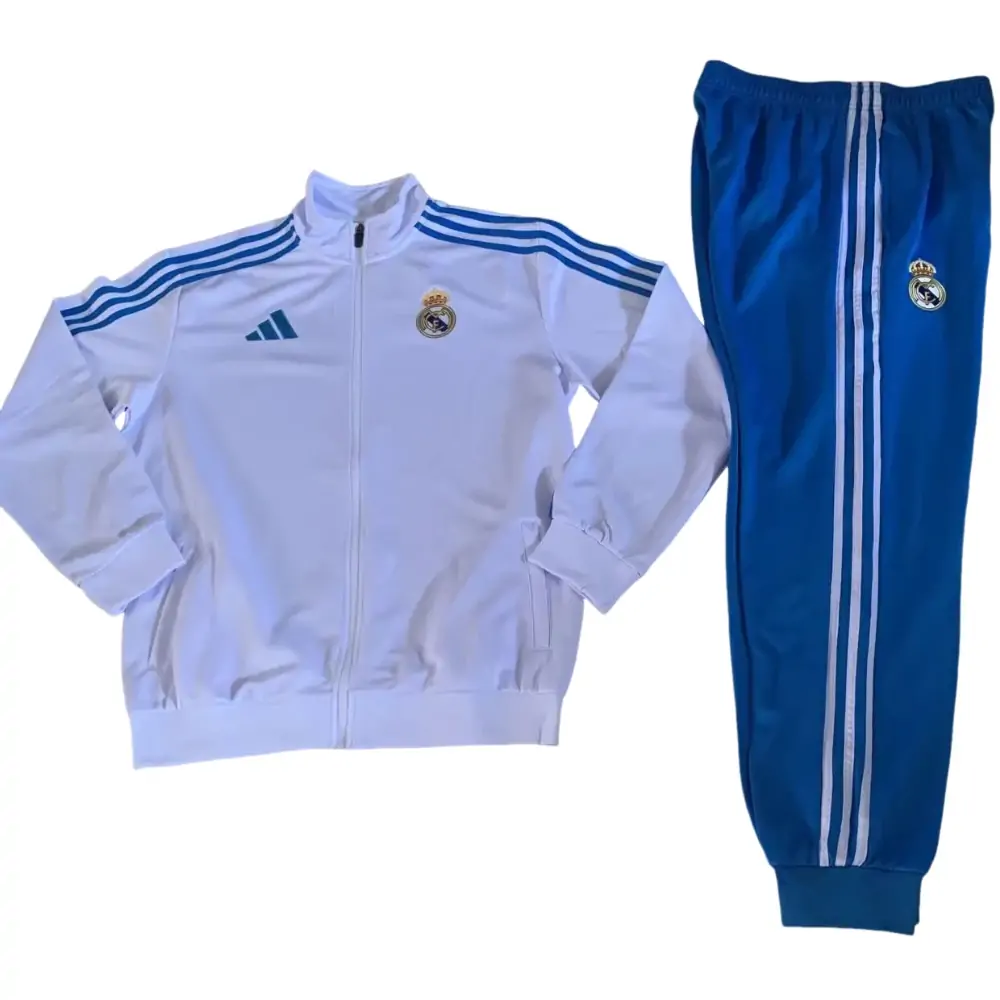 2025/26 Real Madrid White Blue Pants Jacket Tracksuit