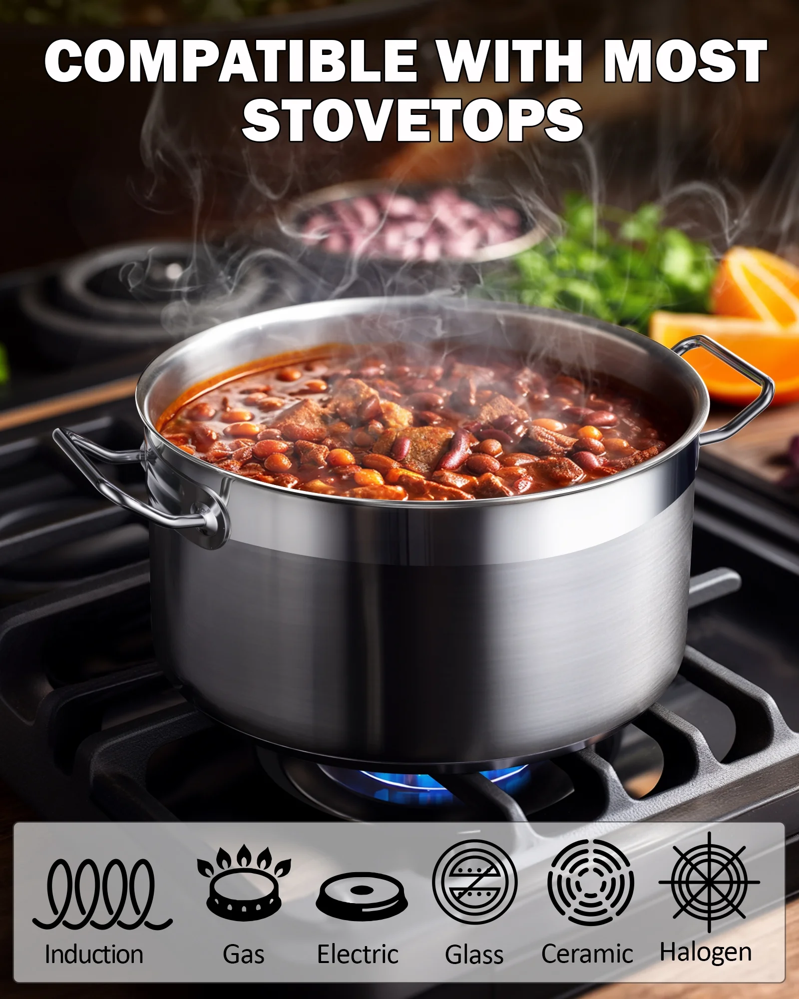 Cooks Standard Kitchen Cookware Sets Stainless Steel, Oven Safe Professional Pots and Pans Include Saucepan, Saut�� Pan, Stockpot with Lids, 8-Piece, Silver