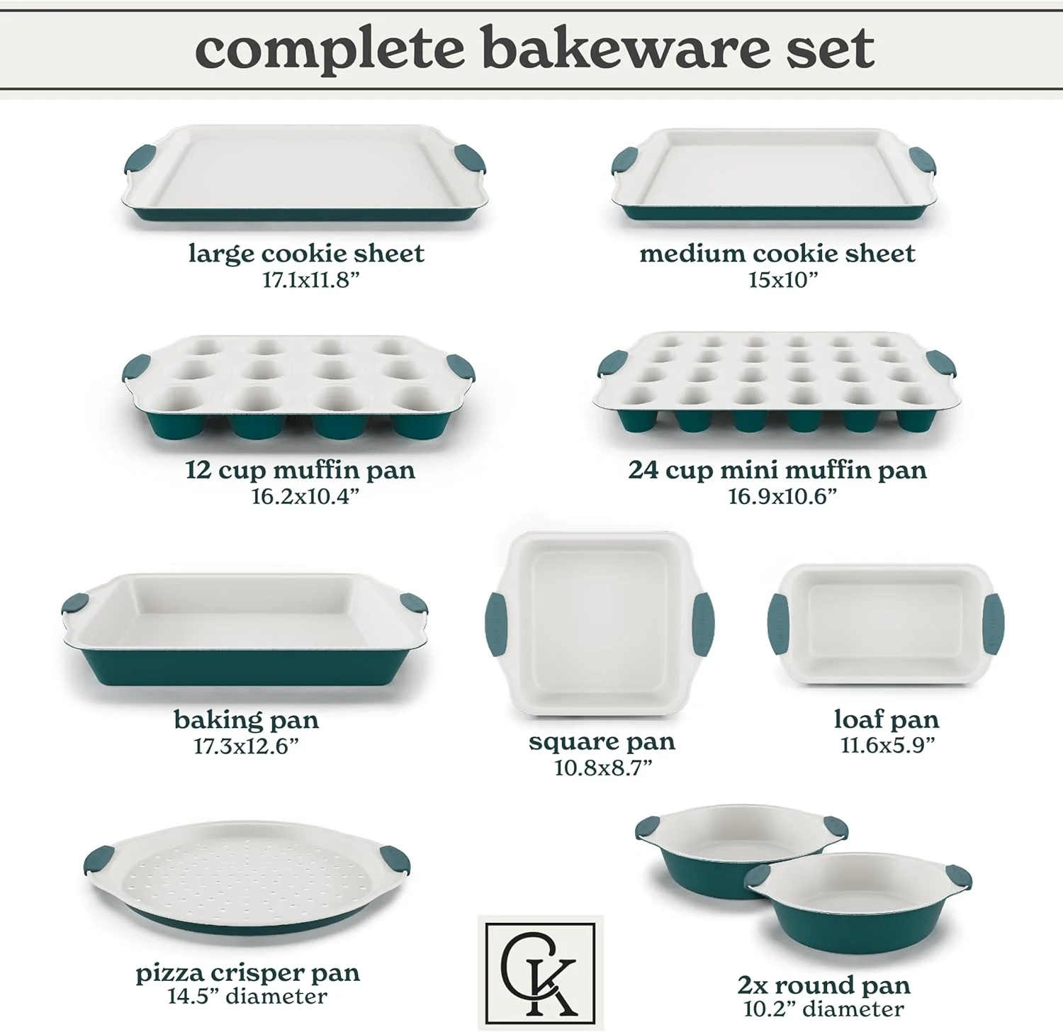 Country Kitchen 10-Piece Nonstick Bakeware Set - Stackable Pots and Pans, Black