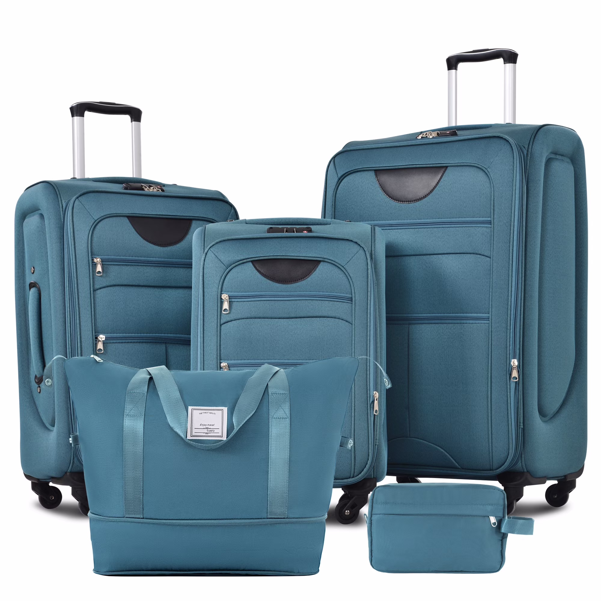 PAPROOS 3 PCS Luggage Set with Duffel Bag, Lightweight Carry on Softside Suitcases Set, 20in 24in 28in Expandable Suitcase with Spinner Wheel and TSA Lock, Softshell Luggage Travel Set, Gray