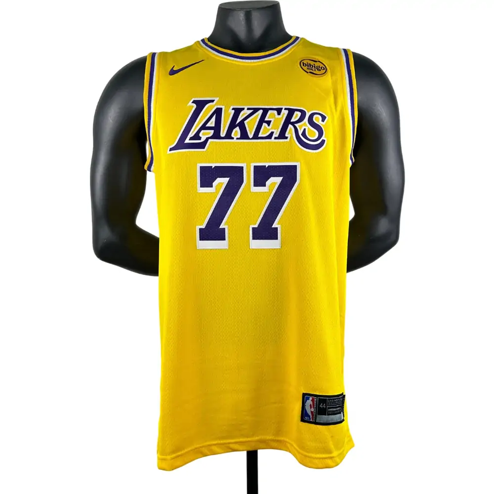 Embroidered Lakers Crew Neck Yellow No. 77 Doncic