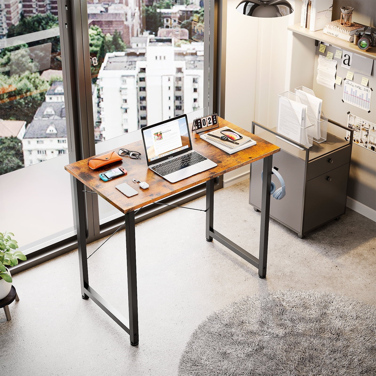 32 inch Small Computer Desk for Small Space, Modern Simple Style Desk for Living Room/Bedroom/Home Office, Sturdy Student Writing Desk, Gift for Kid, Vintage