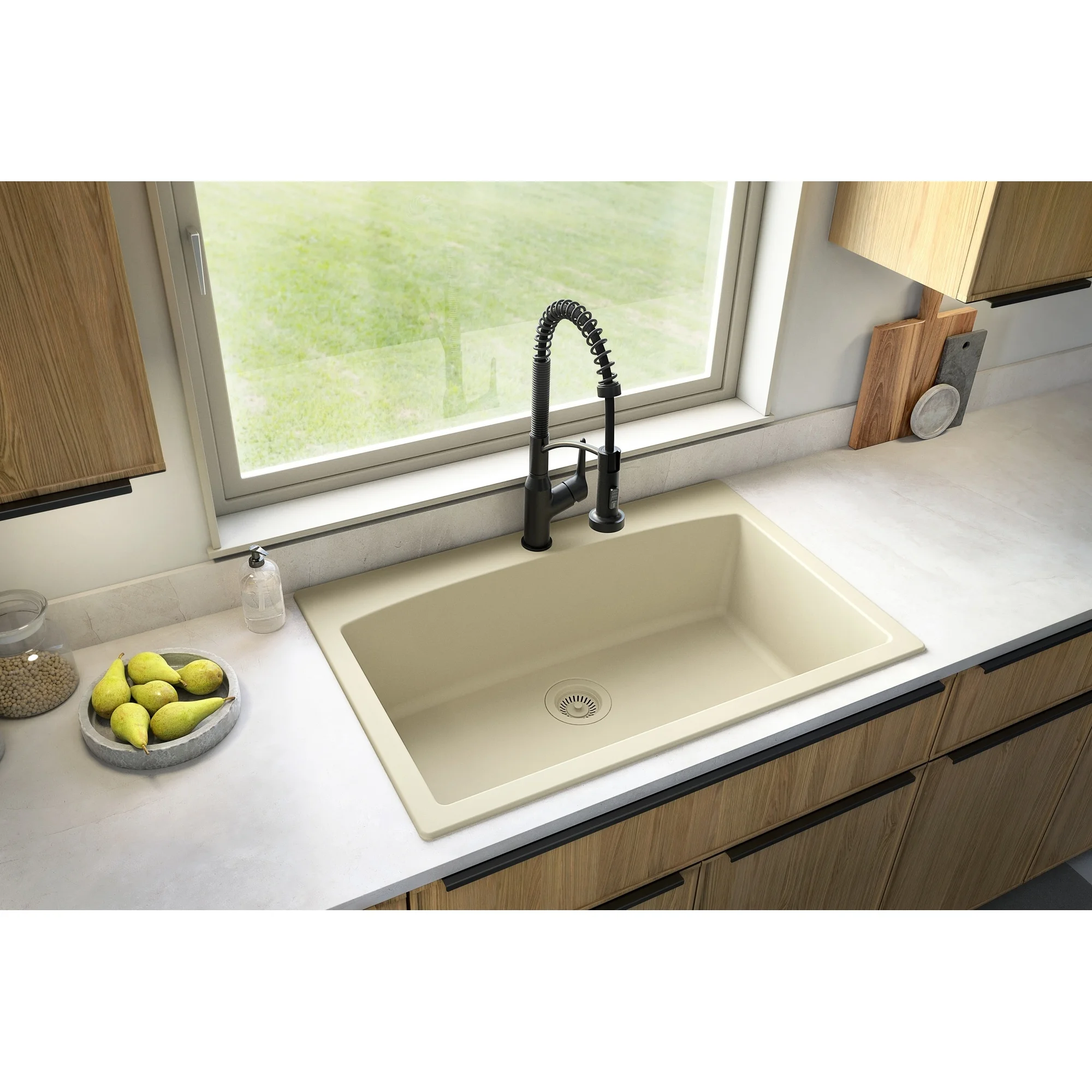 Karran  Drop-In Quartz Single Bowl Kitchen Sink Concrete