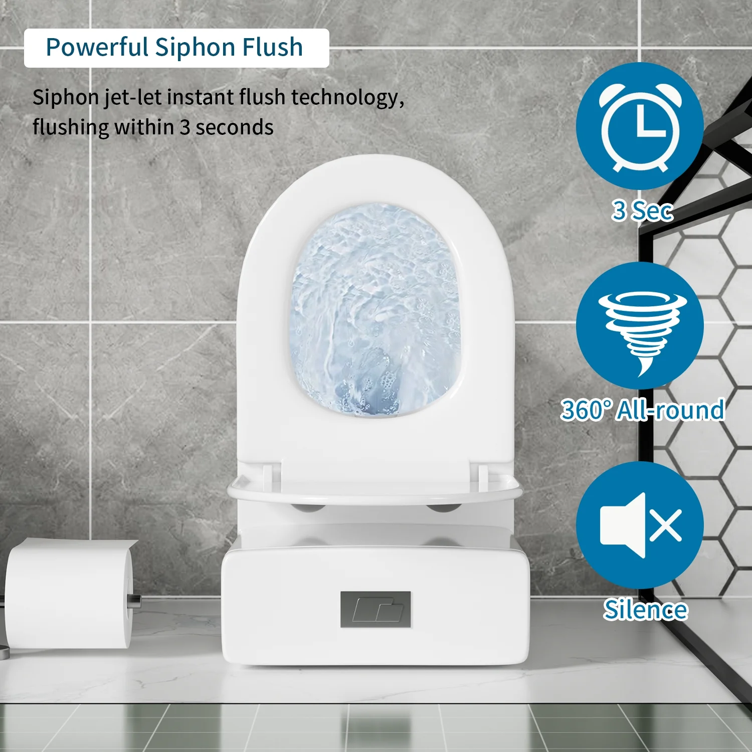 One Piece Toilet,1.1/1.6 GPF Modern Toilet with Comfort Chair Seat,Powerful & Quiet Dual Flush Rimless Bowl,White