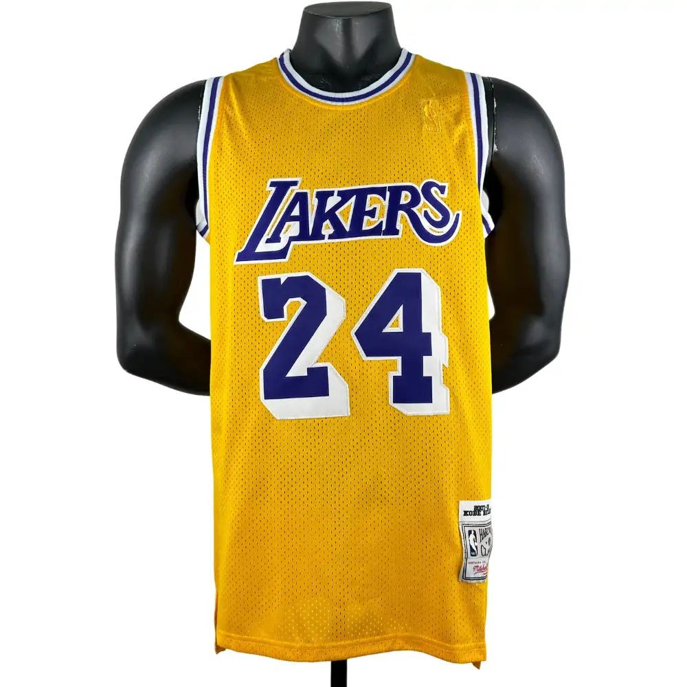 Embroidered MN Retro Jersey Lakers 07/08 Season Crew Neck Yellow No. 24 Kobe