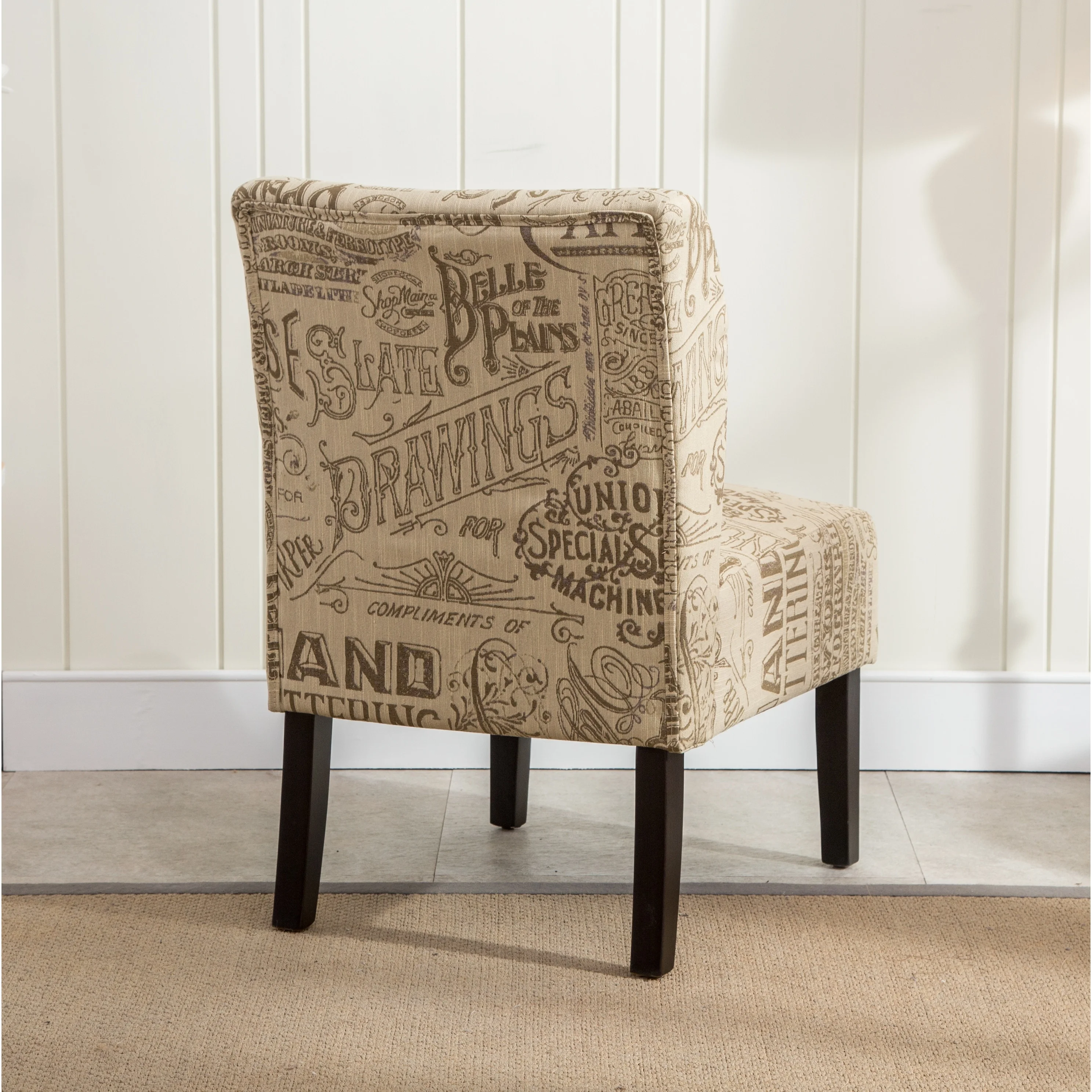 The Curated Nomad  Pavilion Upholstered Armless Accent Slipper Chair Natural Floral