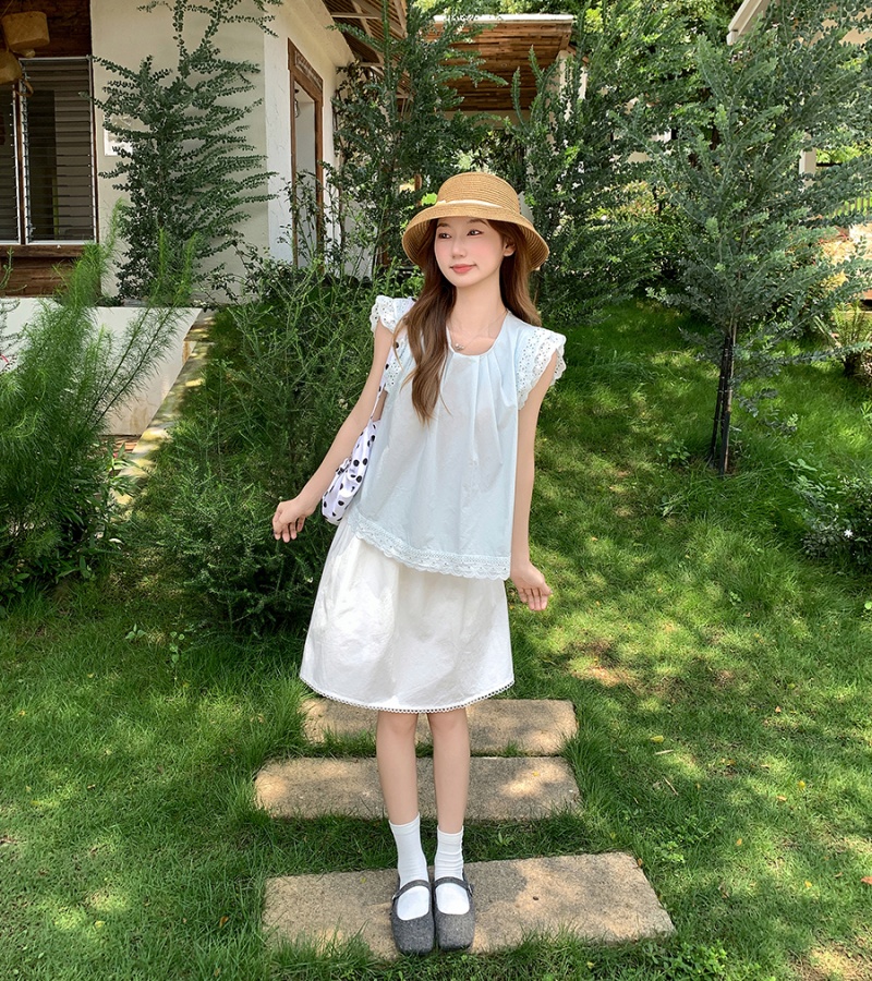 Round neck shirt sleeveless doll shirt for women
