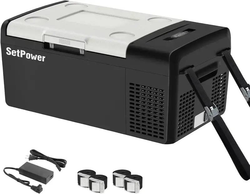 12V Portable Refrigerator – 21-Quart Electric Car Freezer with 50-Hour Runtime