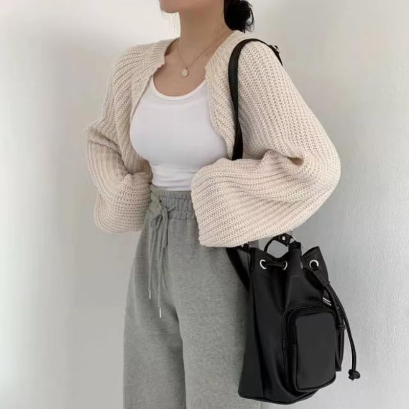 Women's Y2k Long Sleeve Open Front Crop Cardigan