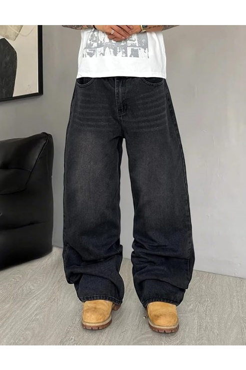 Mens Wide Leg Jeans Super Baggy Pants