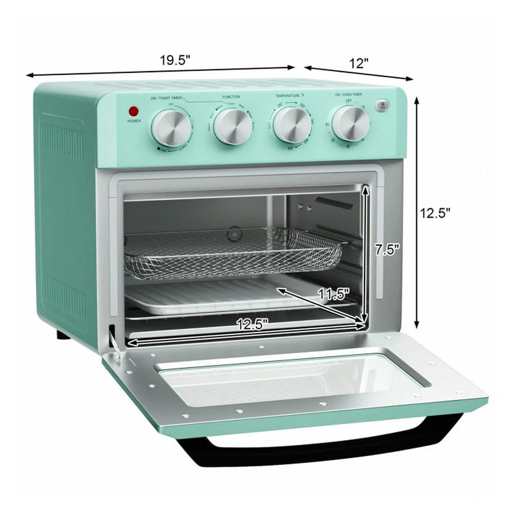 Yardi Yard 19 Qt Dehydrate Convection Air Fryer Toaster Oven with 5 Accessories, Healthy Oil-Free Air Fryer, 7-in-1 Versatile Air Fryer Oven, Green