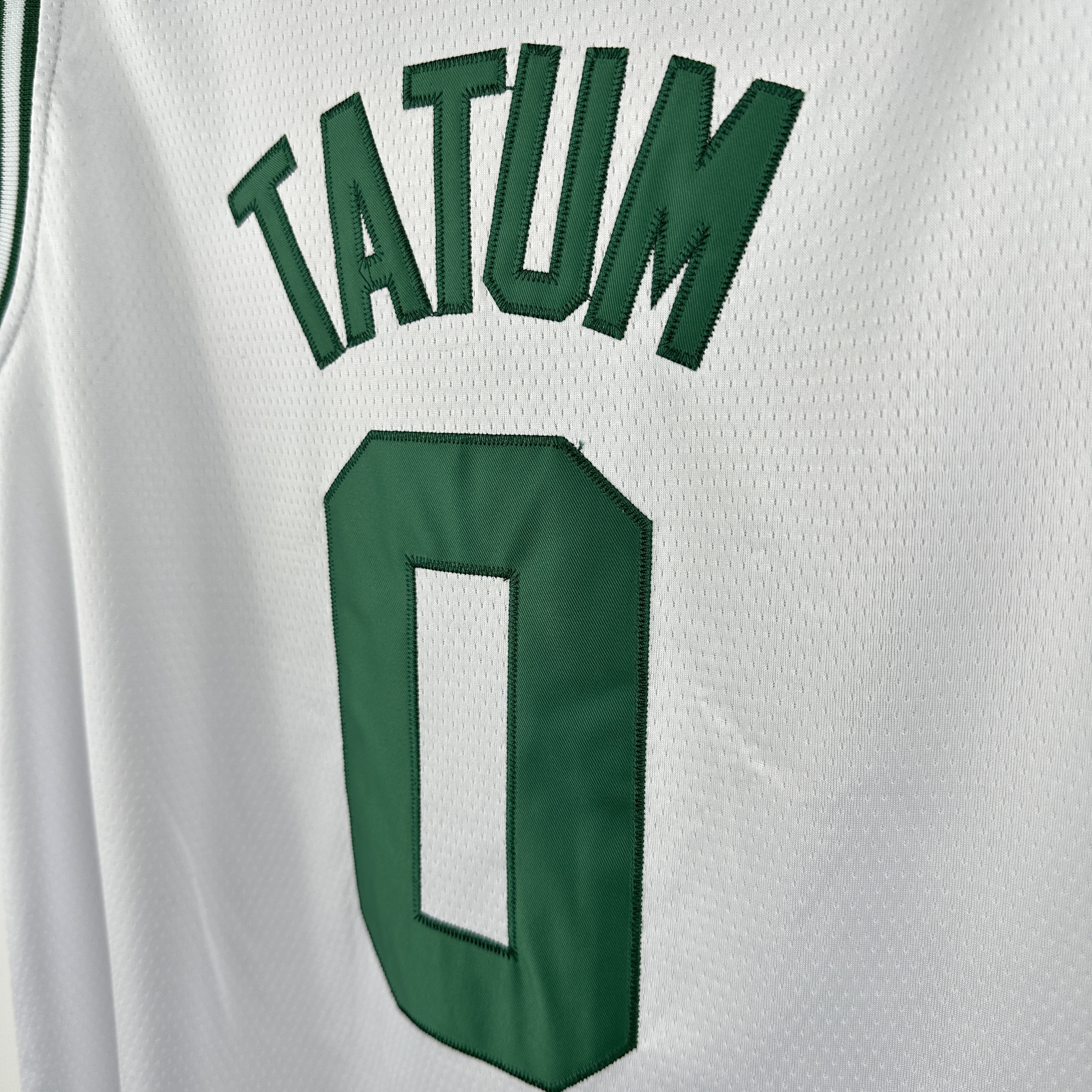Embroidered Celtics White No. 0 Tatum