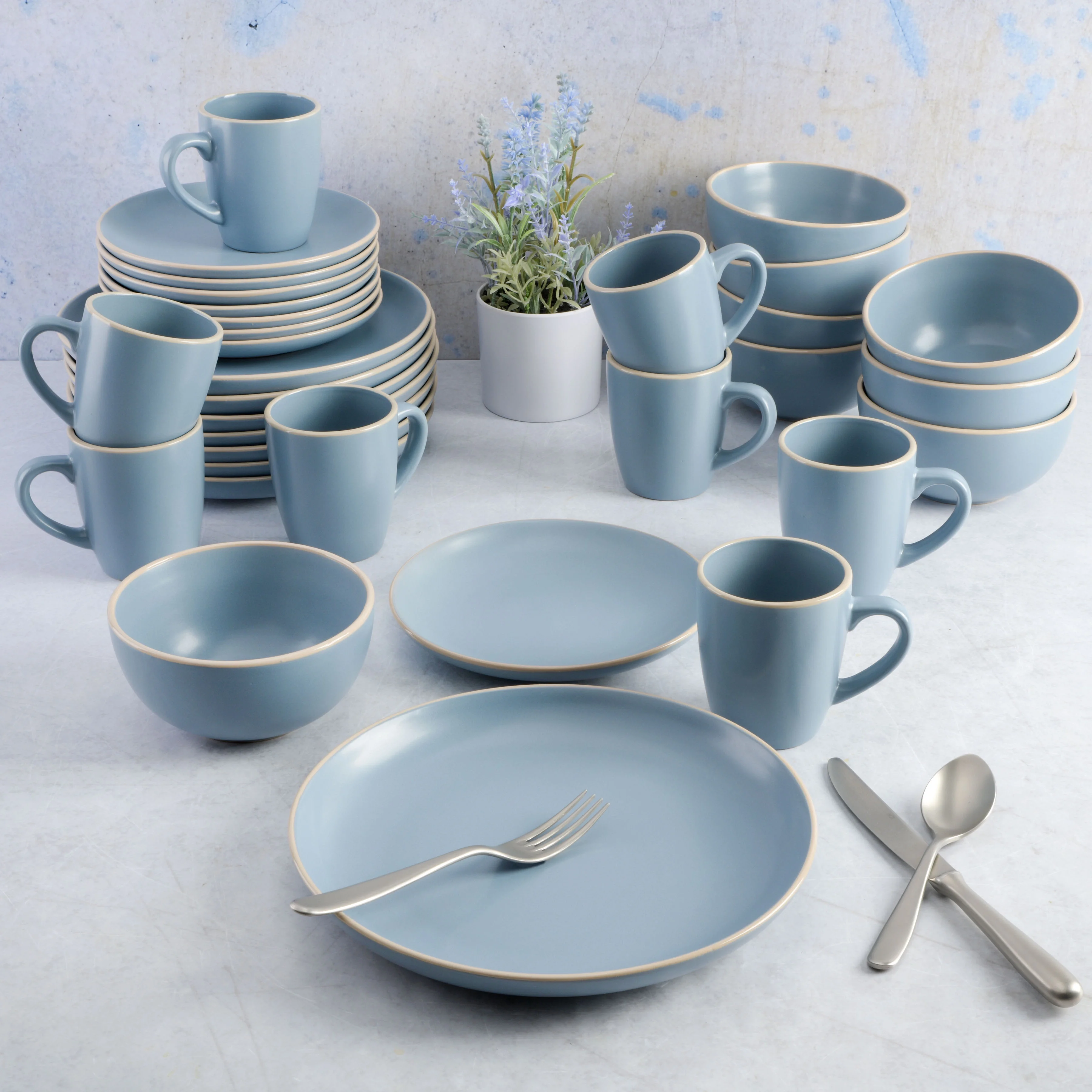 Gibson Home Rockaway 32 Piece Dinnerware Set - Gray