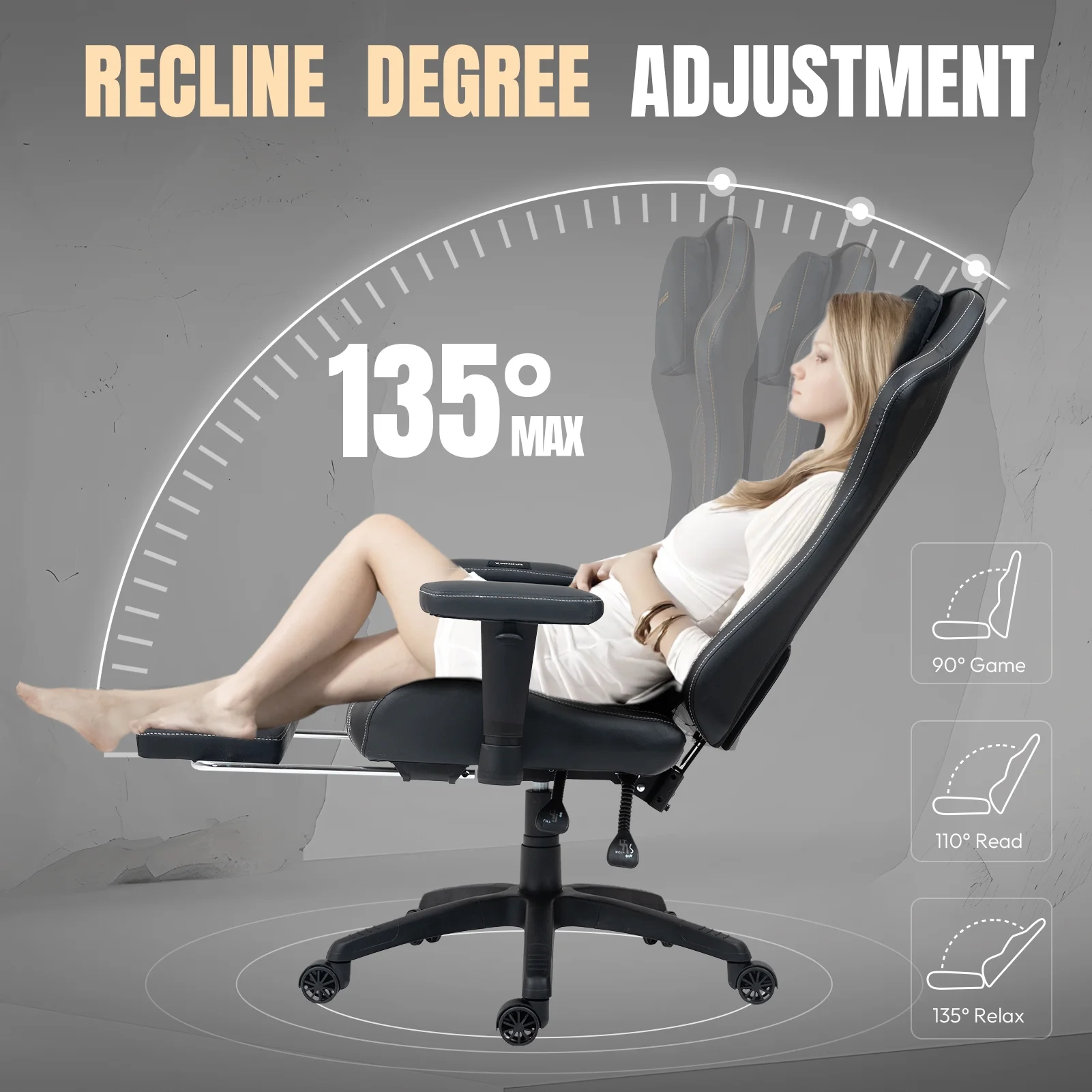 Dowinx Heated Massage Gaming Chair - Ergonomic Recliner with Pocket Spring Cushion, Adjustable Armrests & Footrest, Black-White