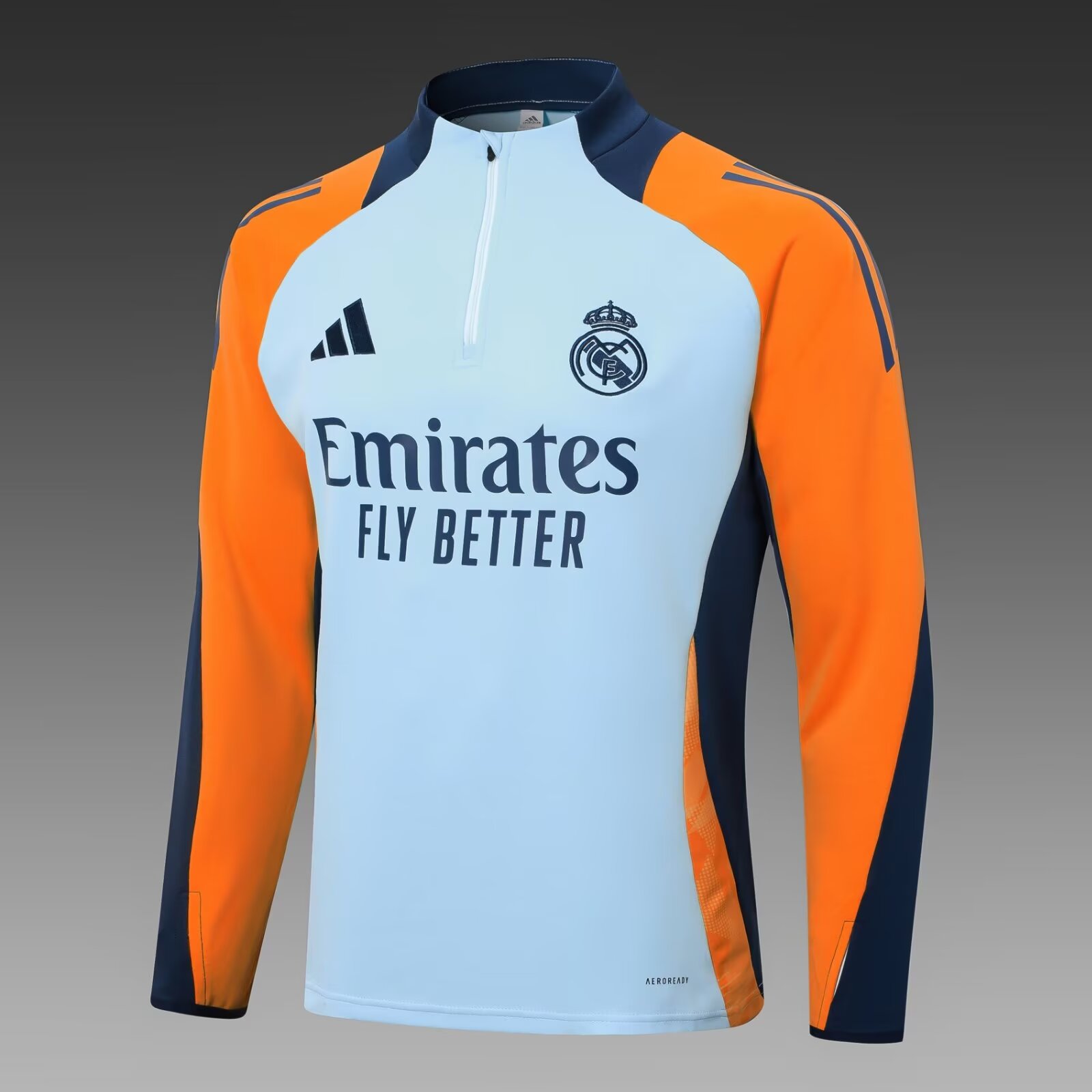 2024/2025 Real Madrid Half-Pull Training Suit Light Blue Football Shirt 1:1 Thai Quality