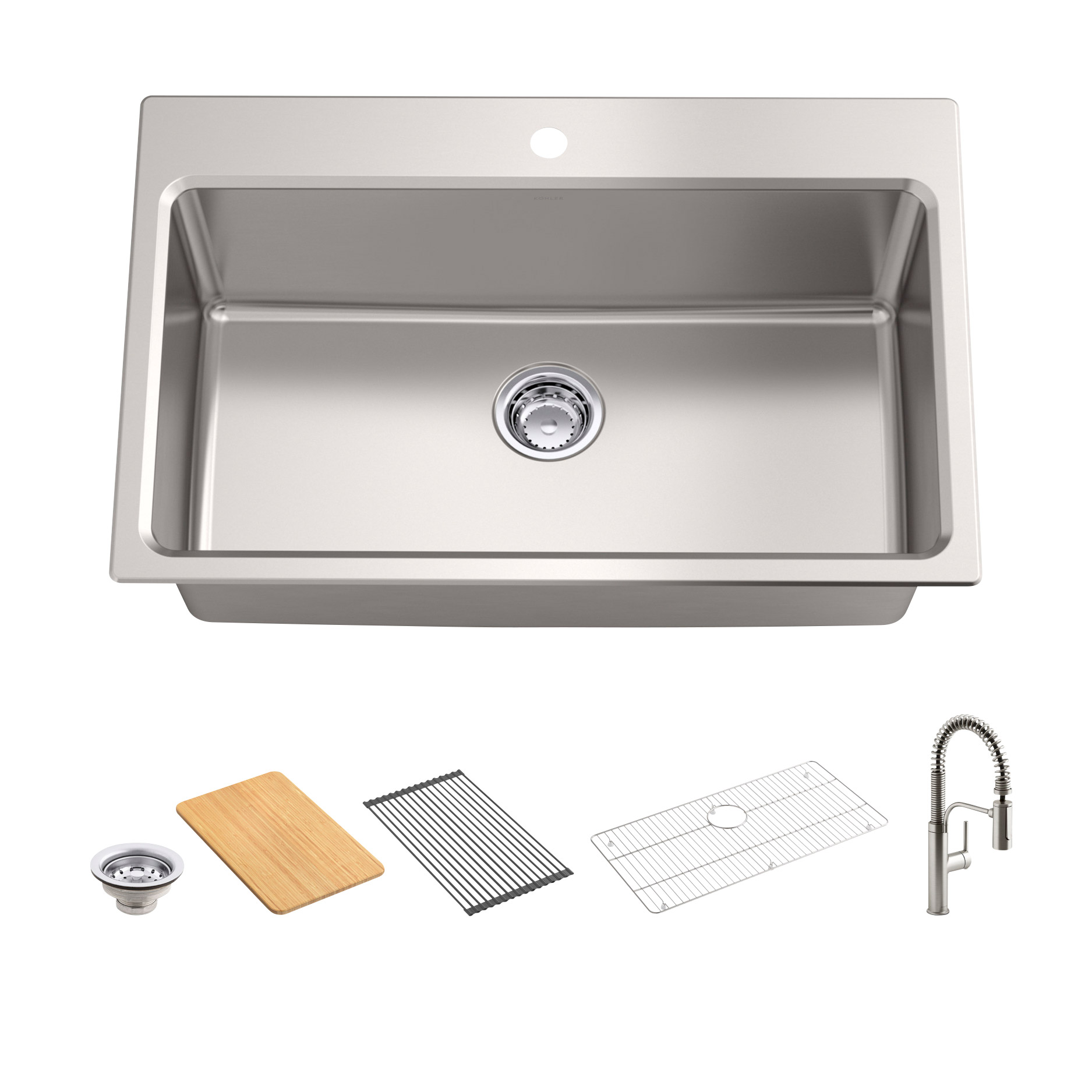 Kohler Provo 33' Dual Mount Single-bowl Workstation Kitchen Sink Kit
