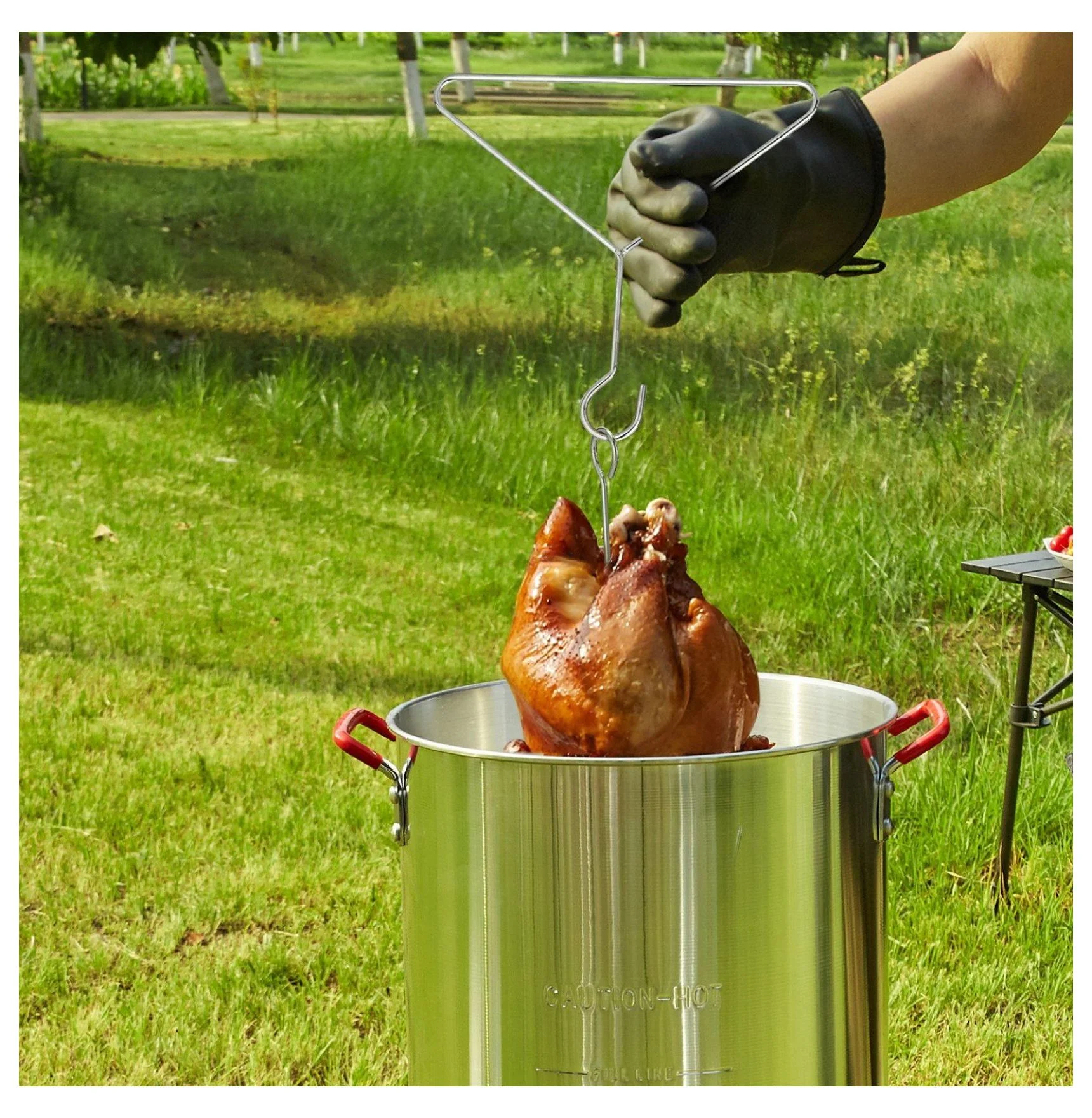 Turkey Deep Fryer, 30-qt Turkey & 10-qt Fish Steamer Cooker Set, Outdoor Aluminum Seafood Frying Pot, 54,000 BTU Burner Propane Gas Boiler, Includes Baskets, Perforated Poultry Rack, Temperature Gauge 10 Qt