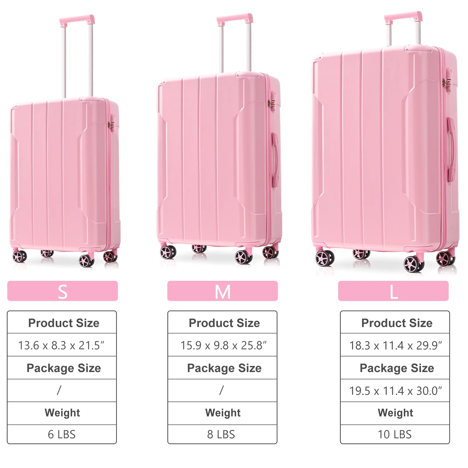 EUROCO 3 Piece Luggage Set, Expandable Hardshell Suitcase with TSA Lock and Double Spinner Wheels,ABS Lightweight Durable Travel luggage Set(20