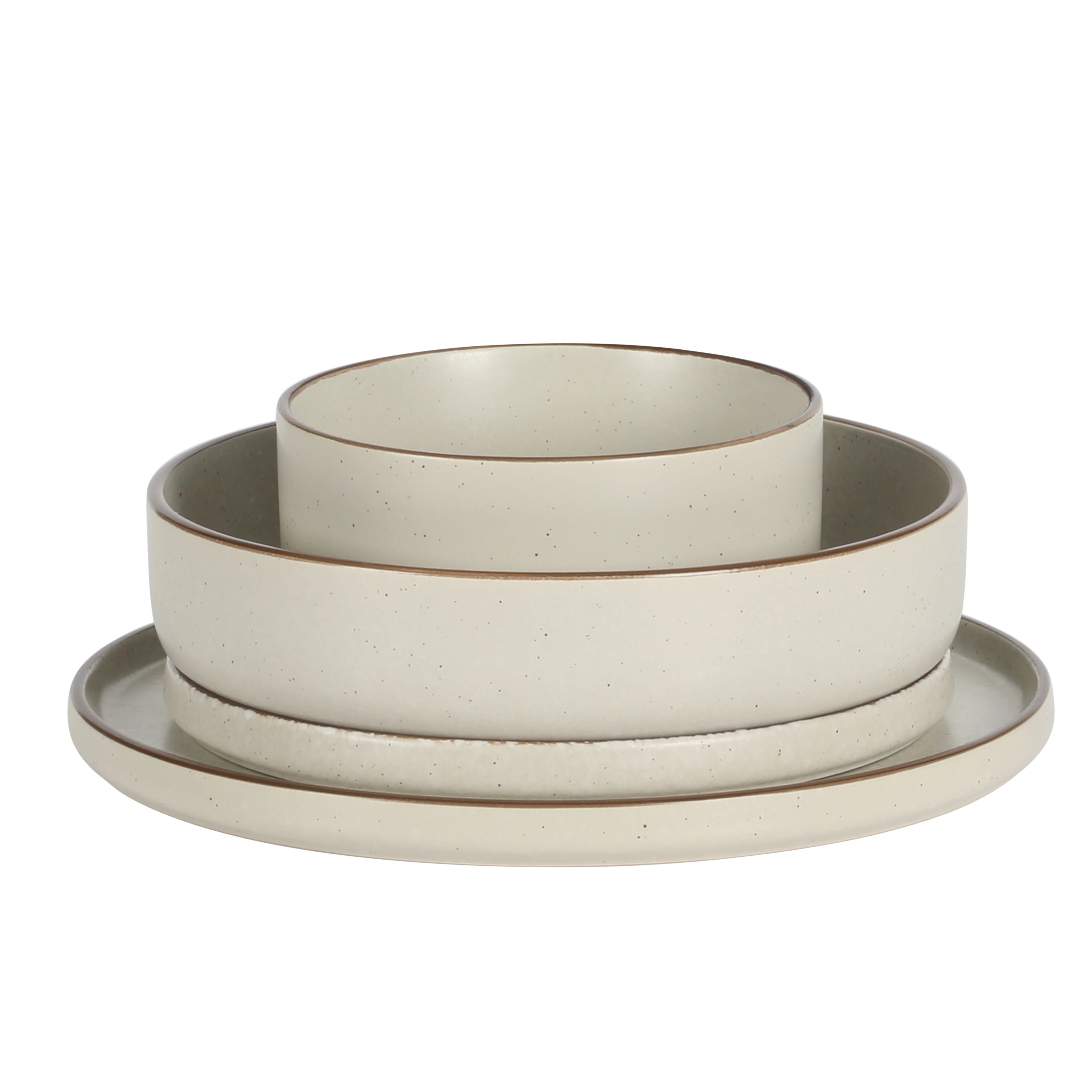 Gibson Elite Gelston Stoneware Matte Reactive Glaze 16 Piece (Service for 4) Plates and Bowl Dinnerware Set - Grey