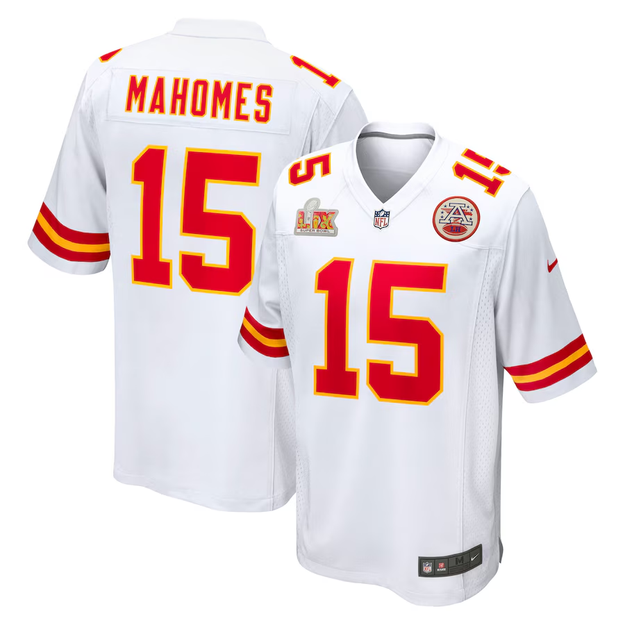 Men's Kansas City Chiefs Patrick Mahomes Nike white Super Bowl LIX Jersey