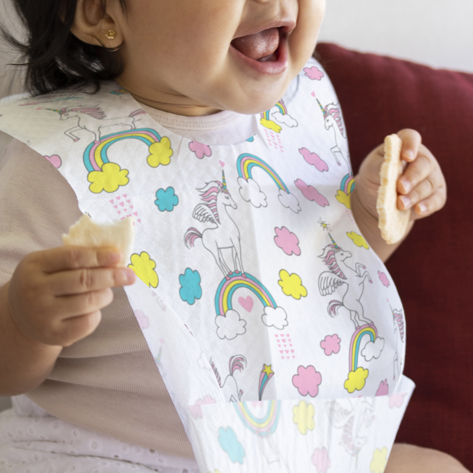 Glad for Kids Disposable Bibs, Unicorns, 90-count